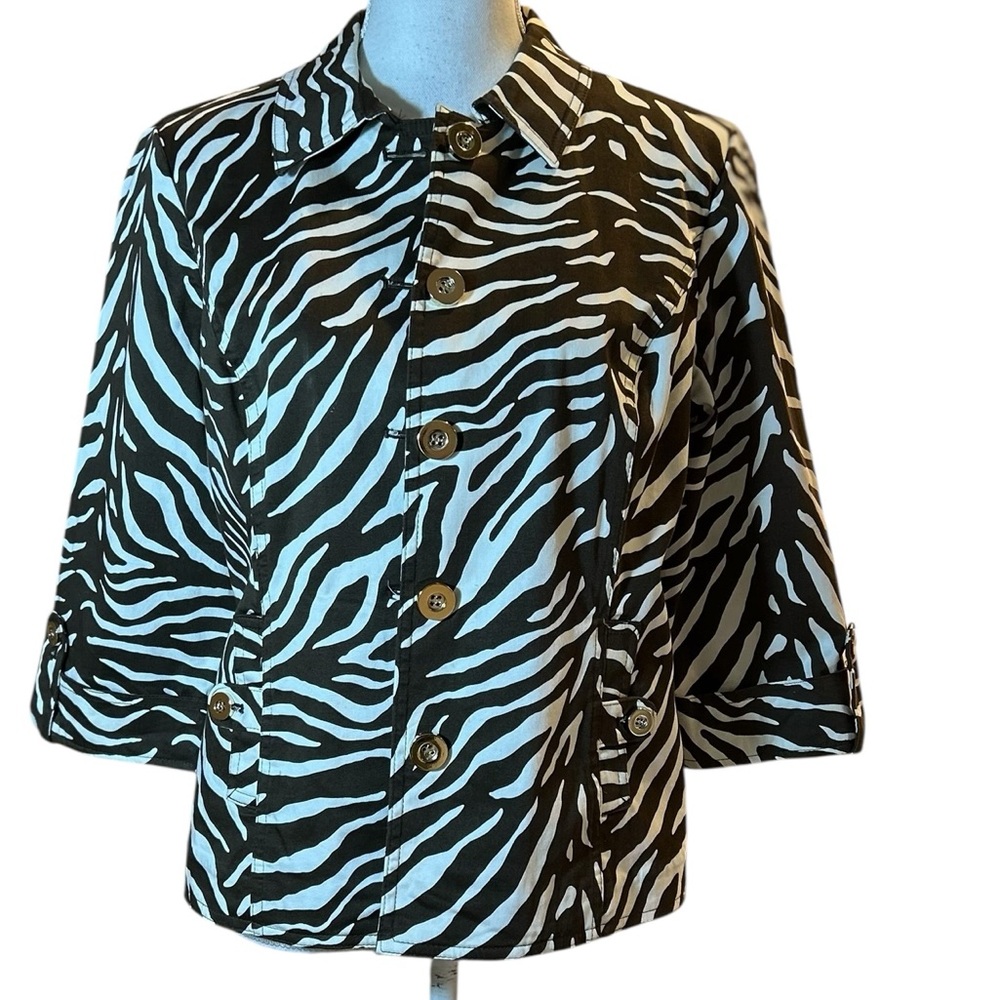 Charter Club Black and White Zebra Button Down Shirt